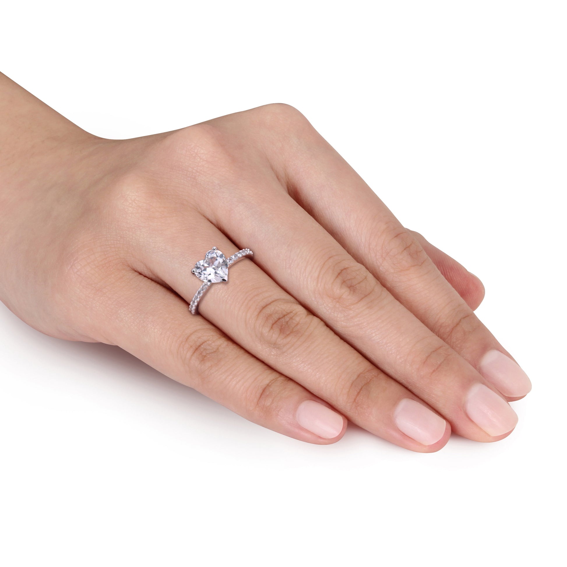 Women'S Created White Sapphire Engagement Ring in 10K White Gold