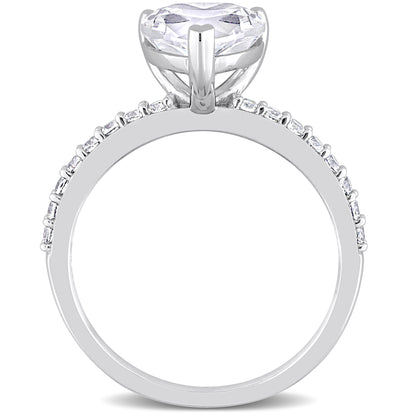 Women'S Created White Sapphire Engagement Ring in 10K White Gold